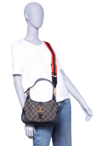GUCCI JACKIE 1961 SMALL GG JACQUARD DENIM BLACK