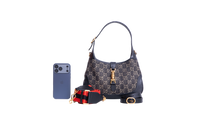 GUCCI JACKIE 1961 SMALL GG JACQUARD DENIM BLACK