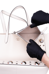 VALENTINO NEELCOTE MEDIUM STUDDED LEATHER IVORY