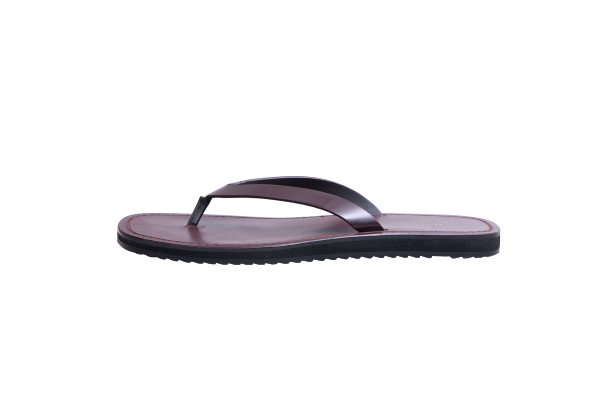 THE ROW FLIP FLOPS CITY LEATHER CALFSKIN BORDEAUX - 36 BR