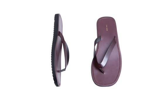 THE ROW FLIP FLOPS CITY LEATHER CALFSKIN BORDEAUX - 36 BR