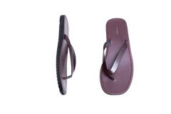 THE ROW FLIP FLOPS CITY LEATHER CALFSKIN BORDEAUX - 36 BR