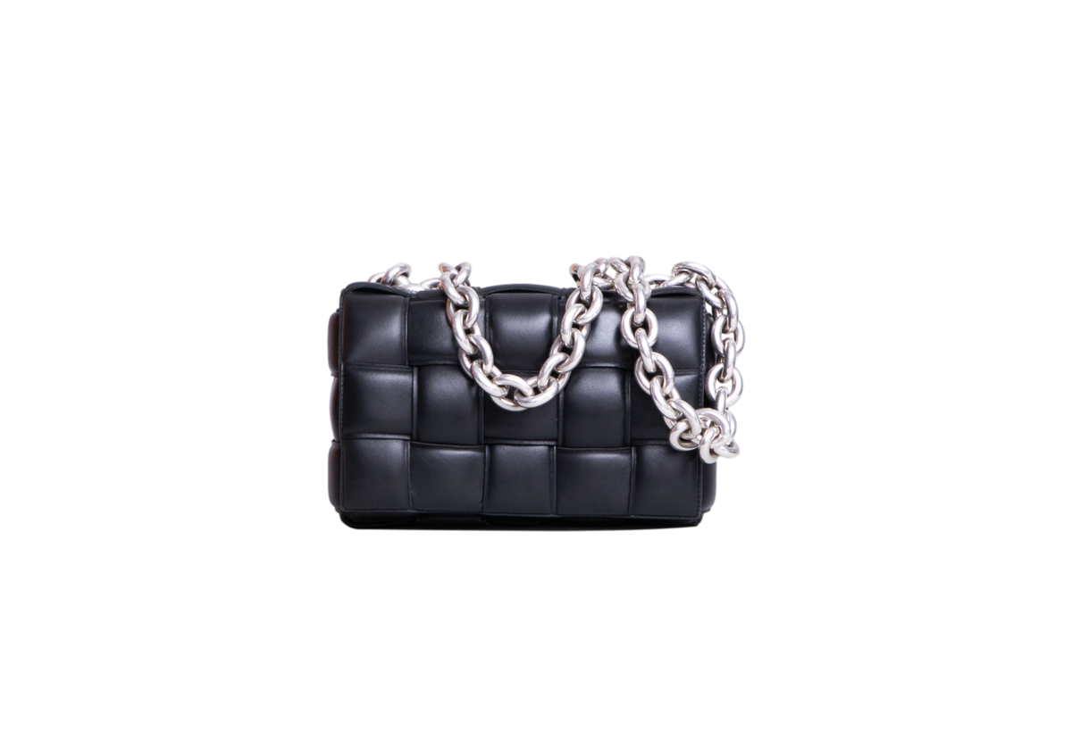 BOTTEGA PADDED CASSETE CHAIN MAXI INTRECCIATO BLACK