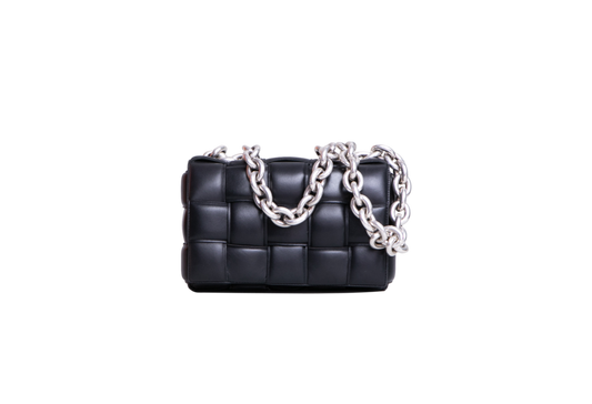 BOTTEGA PADDED CASSETE CHAIN MAXI INTRECCIATO BLACK