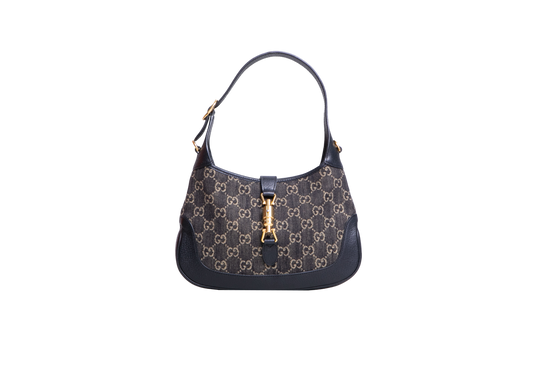 GUCCI JACKIE 1961 SMALL GG JACQUARD DENIM BLACK