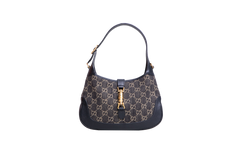 GUCCI JACKIE 1961 SMALL GG JACQUARD DENIM BLACK