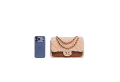 CHANEL SHEARLING LAMBSKIN QUILTED FURRY COCO SMALL BROWN