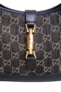 GUCCI JACKIE 1961 SMALL GG JACQUARD DENIM BLACK