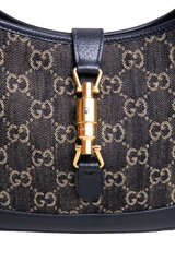 GUCCI JACKIE 1961 SMALL GG JACQUARD DENIM BLACK