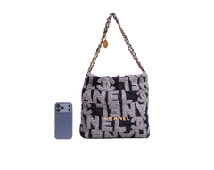 DESAPEGO DANI CARDOSO CHANEL 22 HOBO LOGO MEDIUM QUILTE BLACK