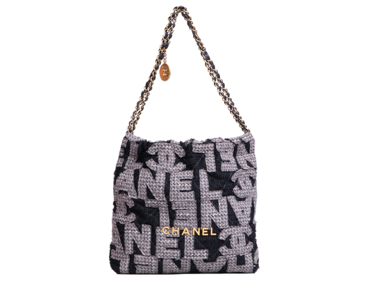 DESAPEGO DANI CARDOSO CHANEL 22 HOBO LOGO MEDIUM QUILTE BLACK