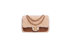 CHANEL SHEARLING LAMBSKIN QUILTED FURRY COCO SMALL BROWN