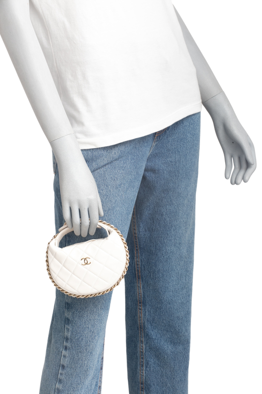 CHANEL CHAIN AROUND QUILTED POUCH WHITE