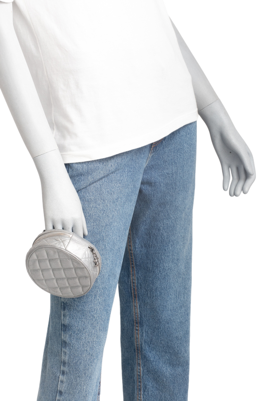 CHANEL MINI ROUND POUCH AGED GREY CALFSKIN