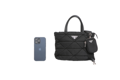 PRADA TOTE SMALL QUILTED RE-NYLON BLACK