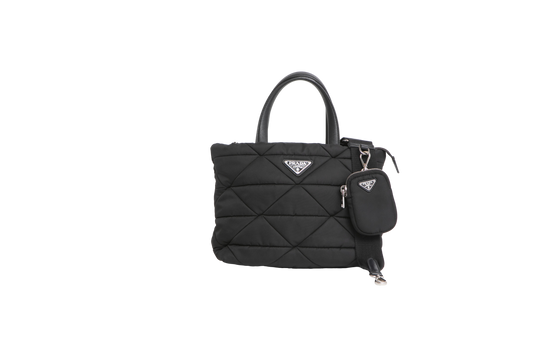 PRADA TOTE SMALL QUILTED RE-NYLON BLACK