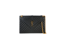 YSL ENVELOPE CHEVRON LARGE BLACK GRAIN DE POUDRE