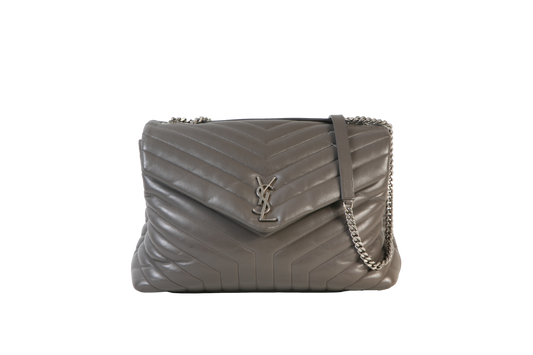 YSL LOULOU LARGE CHEVRON CINZA