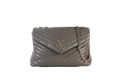 YSL LOULOU LARGE CHEVRON CINZA