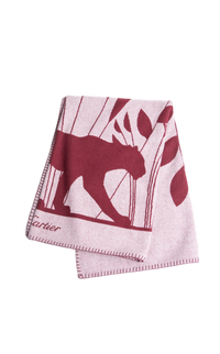 CARTIER BLANKET PANTHERE DE CARTIER MERINO WOOL AND CASHMERE BURGUNDY