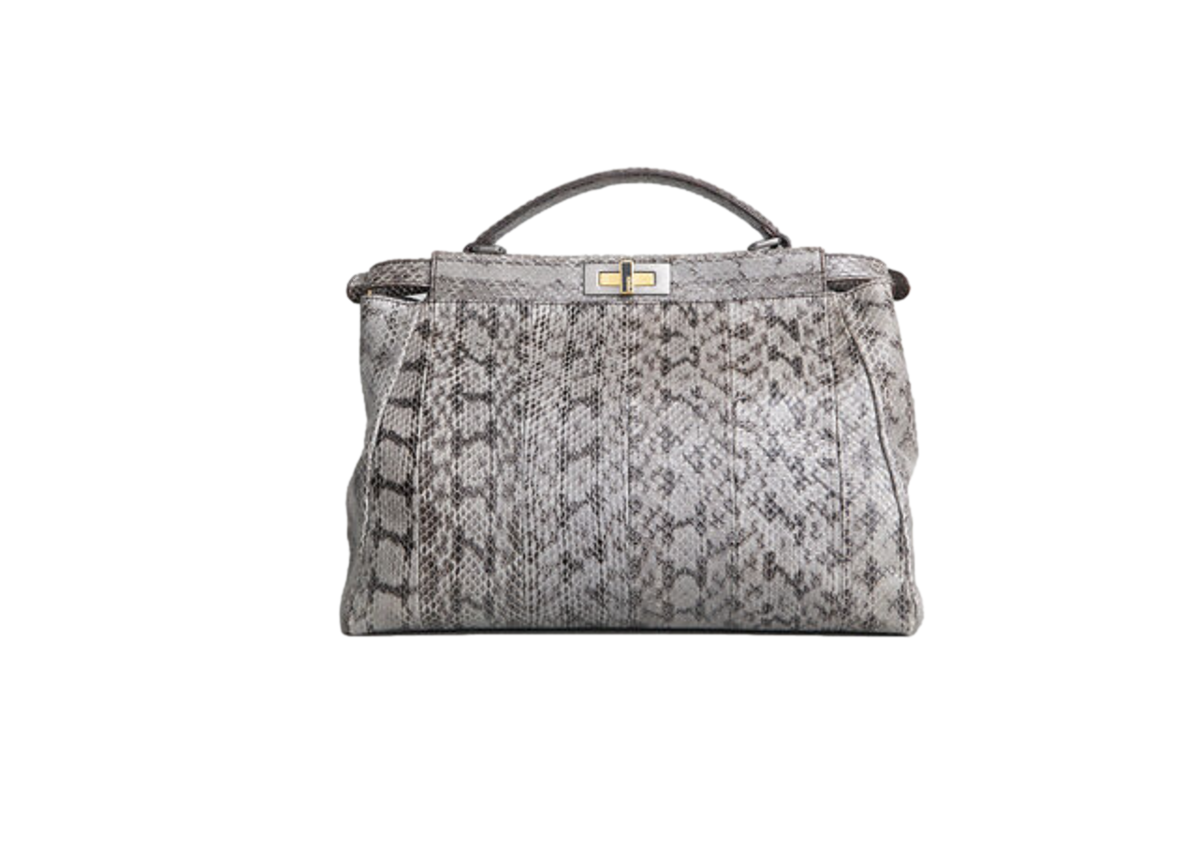 FENDI PEEKABOO LARGE PYTHON LIGHT GRAY