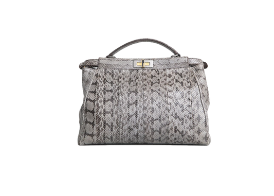 FENDI PEEKABOO LARGE PYTHON LIGHT GRAY