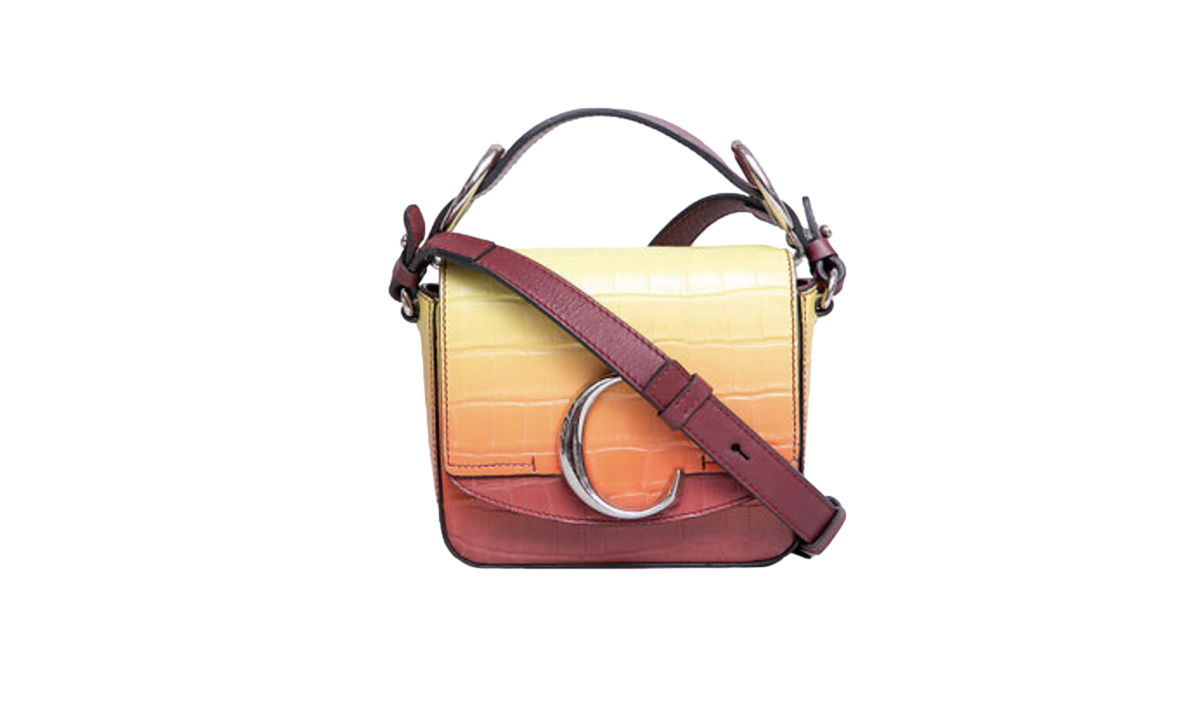 CHLOE C MINI SQUARE EMBOSSED YELLOW AND RED