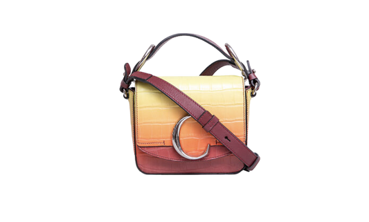 CHLOE C MINI SQUARE EMBOSSED YELLOW AND RED