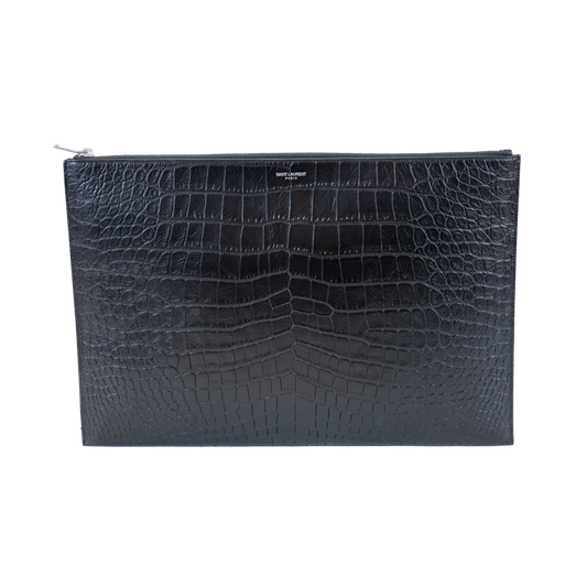 YSL PASTA BLACK CROCO EMBOSSED