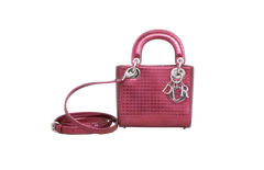 DIOR METALLIC PATENT MICRO CANNAGE MINI LADY DIOR FUCHSIA