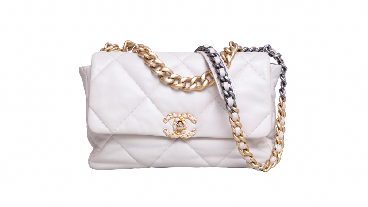 CHANEL 19 LARGE FLAP LAMBSKIN IVOIRE