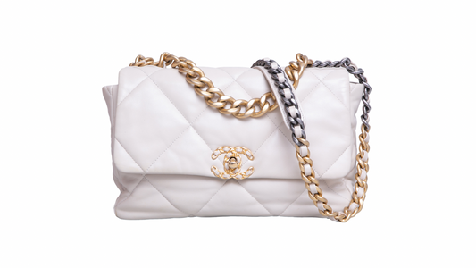 CHANEL 19 LARGE FLAP LAMBSKIN IVOIRE