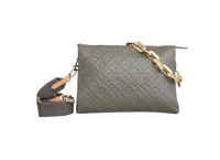 LV COUSSIN LAMBSKIN EMBOSSED MONOGRAM MM KHAKI