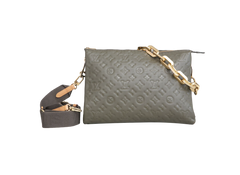 LV COUSSIN LAMBSKIN EMBOSSED MONOGRAM MM KHAKI