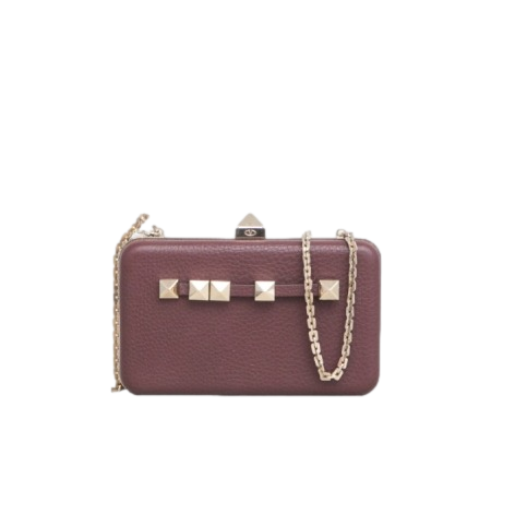 VALENTINO MINI BOX PEBBLED STUDS BROWN