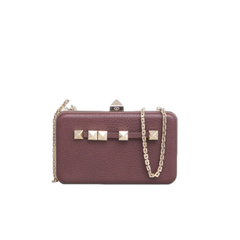 VALENTINO MINI BOX PEBBLED STUDS BROWN