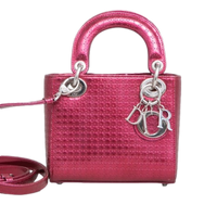 DIOR METALLIC PATENT MICRO CANNAGE MINI LADY DIOR FUCHSIA