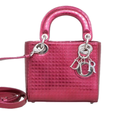 DIOR METALLIC PATENT MICRO CANNAGE MINI LADY DIOR FUCHSIA