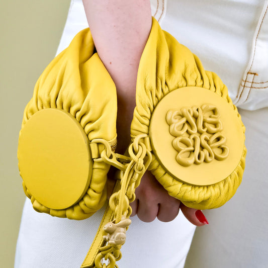 DESAPEGO MARIA VICTORIA TINOCO LOEWE BRACELET BAG IN PLEATED NAPPA YELLOW