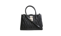 MIU MIU 2WAY HANDBAG BLACK MATELASSE