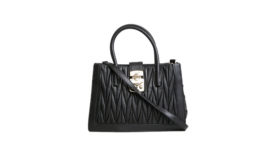 MIU MIU 2WAY HANDBAG BLACK MATELASSE