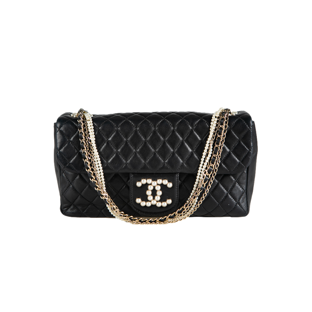 CHANEL SINGLE FLAP PEARLS LOCK