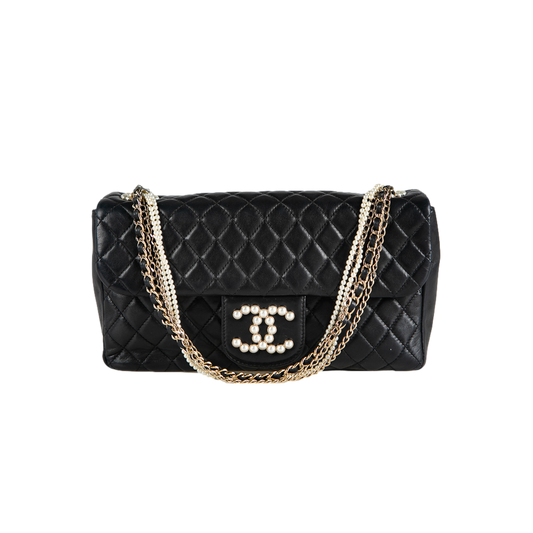 CHANEL SINGLE FLAP PEARLS LOCK