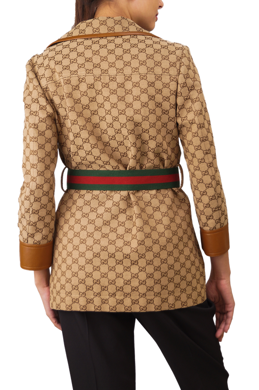 GUCCI JACKET GG CANVAS JACKET & WEB BELT