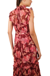 ZIMMERMANN DRESS LONG RED FLORAL SILK