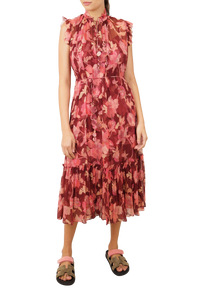 ZIMMERMANN DRESS LONG RED FLORAL SILK