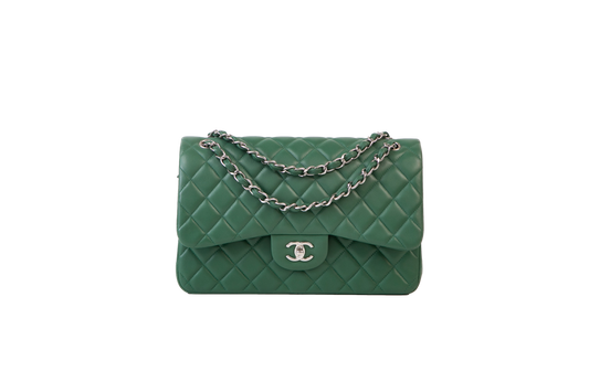 CHANEL JUMBO DOUBLE FLAP VERT LAMBSKIN
