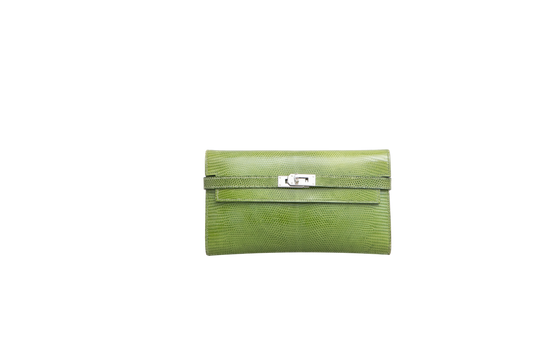 HERMES WALLET LONG KELLY LIZARD VERT ANIS