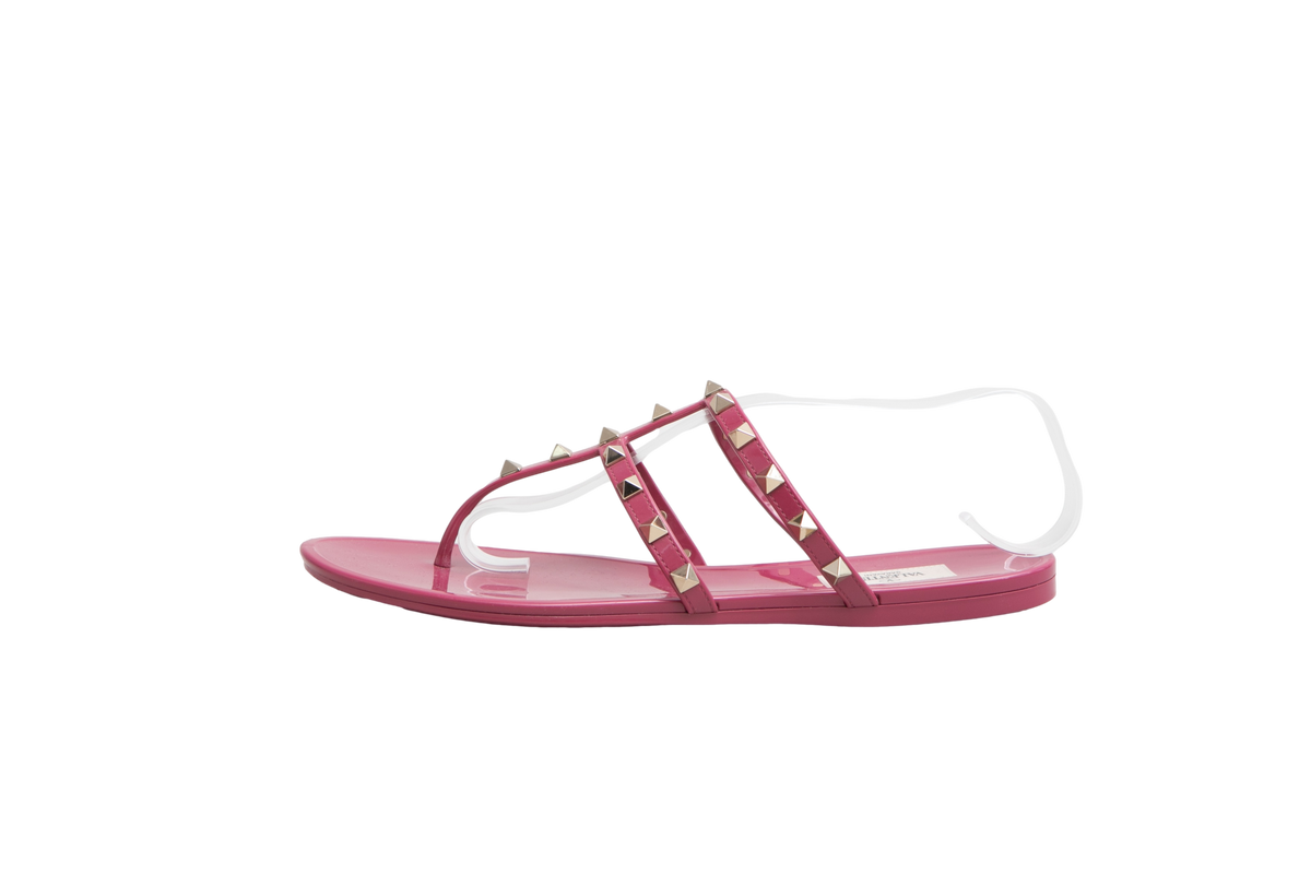 DESAPEGO FABI JUSTUS VALENTINO SANDAL ROCKSTUD JELLY THONG RASPBERRY - 39 BR