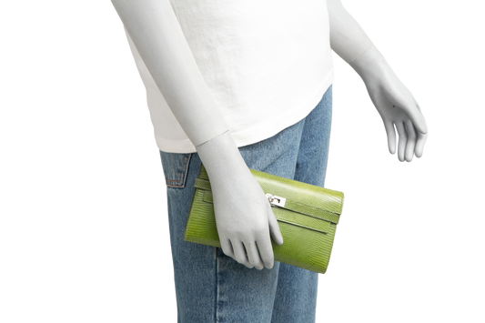 HERMES WALLET LONG KELLY LIZARD VERT ANIS